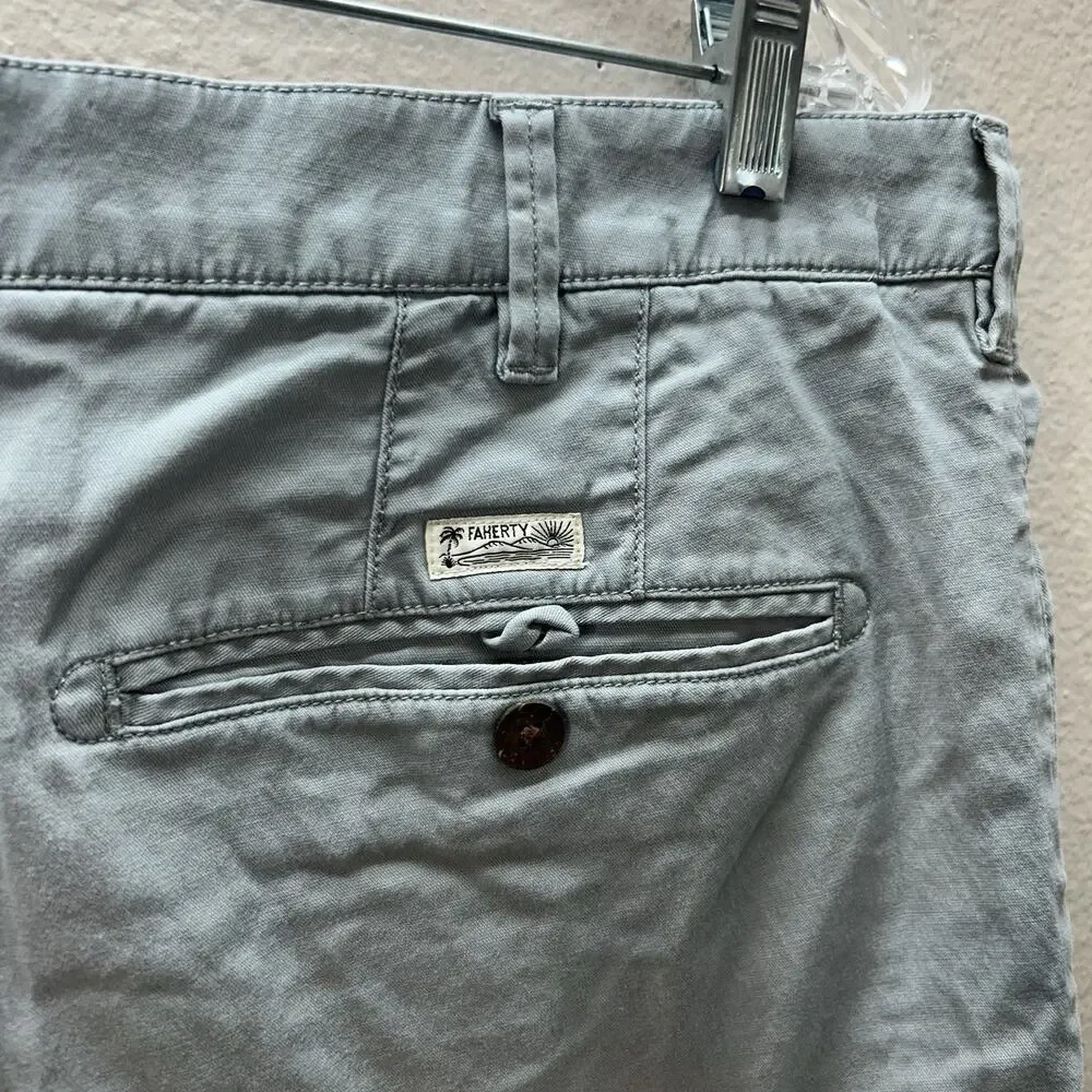 Faherty Essential Chino Shorts 8” Gray Size 35 Stretch Organic Cotton‎ Casual